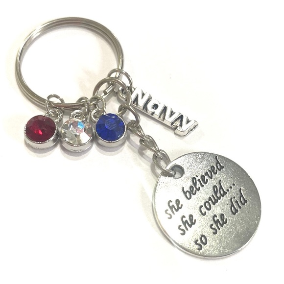 US Navy She Believed She Could So She Did Keychain Inspirational Militar… - Picture 4 of 5
